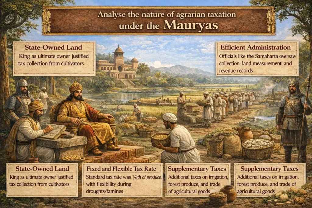 Analyse the nature of agrarian taxation under the Mauryas