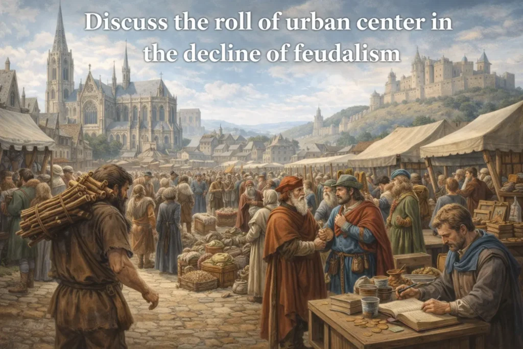 Discuss the roll of urban center in the decline of feudalism