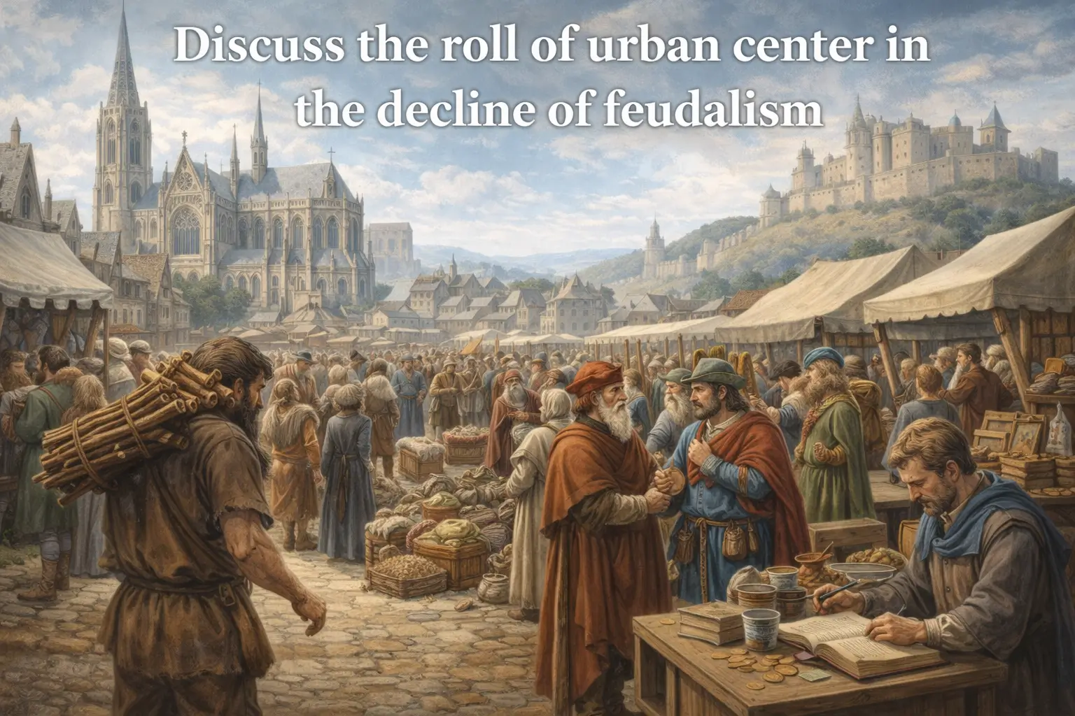 Discuss the roll of urban center in the decline of feudalism